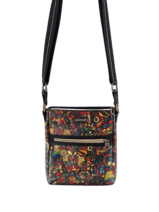 Sakroots Handbags - Sakroots Black Floral Mosaic Crossbody Bag